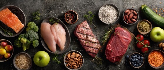 The vibrant assortment of fresh ingredients for a healthy meal preparation