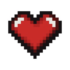 Pixel heart art illustration: a love icon and computer mouse cursor design for web and business heart shape pixel vector illustration on white background