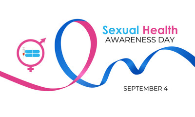 World Sexual Health Day is observed globally on September 4th every year. Promote open conversations around sexual well-being. gender symbols and condoms. Banner poster, flyer and background design.