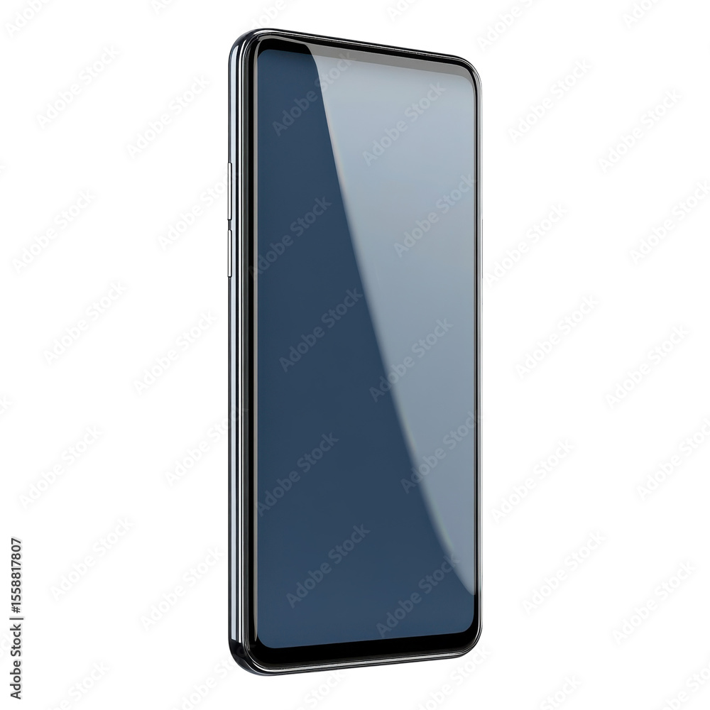 Poster elegant smartphone mockup design realistic mobile phone rendering on black on transparent background