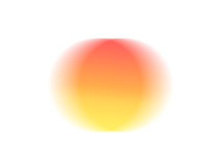 Blurry translucent gradient sphere with warm red, orange, and yellow hues, featuring smooth soft