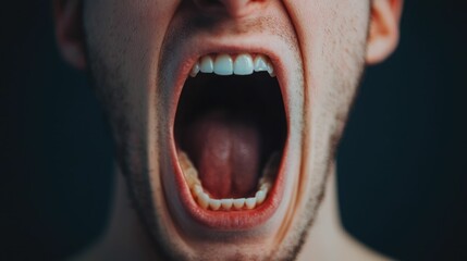 Tightly Clenched Jaw Representing Quiet Simmering Anger Portrayed in Dramatic Close up Portrait of a Fierce