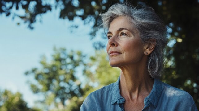 serene senior woman outdoors