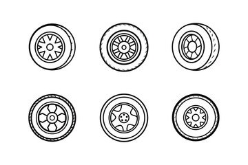 tire icon line art vector illustration design