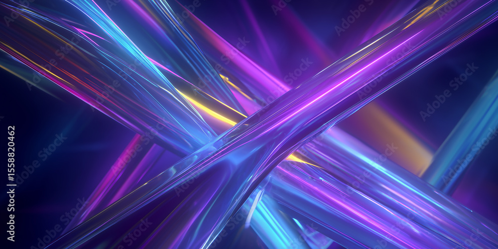 Poster vibrant neon light beams creating abstract patterns