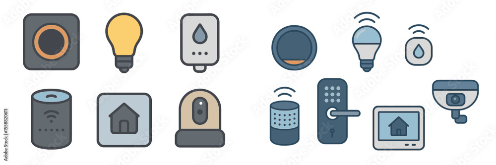 Aufkleber smart home gadgets displayed in modern design showcasing home automation technology and innovative d