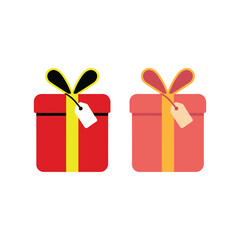 Wrapped Gift Boxes Mockup with Label Tag Design Vector illustration