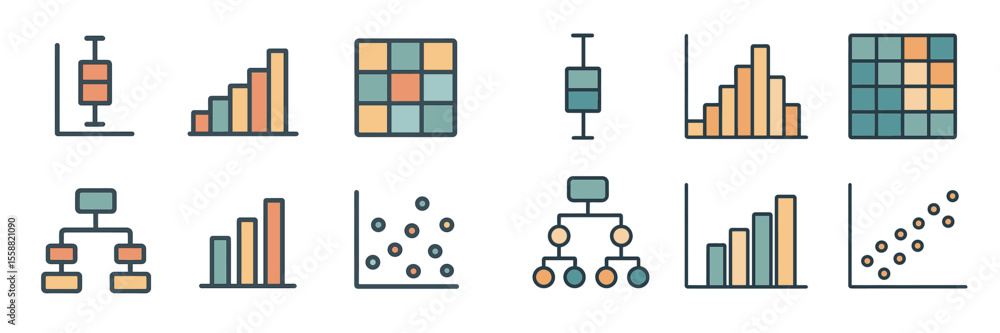 Poster various data visualization techniques including box plots, bar graphs, and scatter plots displayed i
