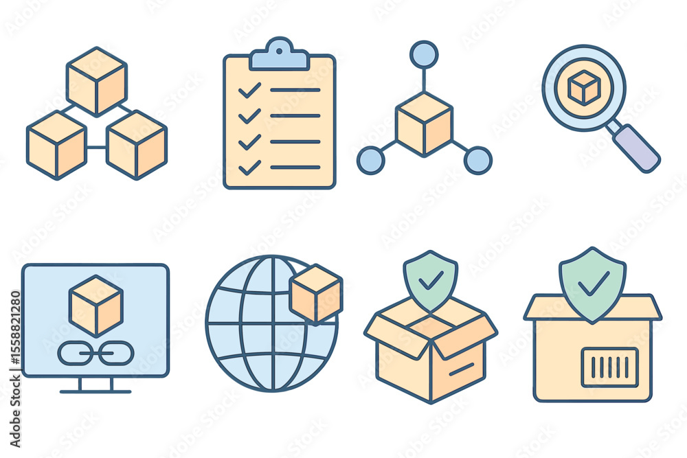 Poster visual representation of supply chain management concepts used in logistics and inventory control du