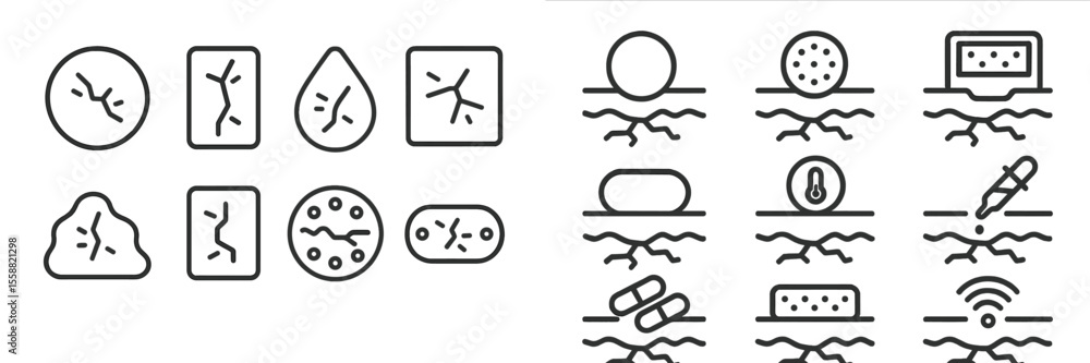 Aufkleber collection of abstract line drawings depicting various shapes and forms on a light background
