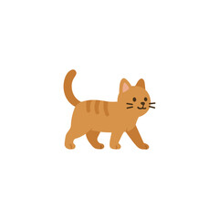 Vector cat flat icon. Cute kitten pet cartoon animal little icon. Happy simple cat isolated icon