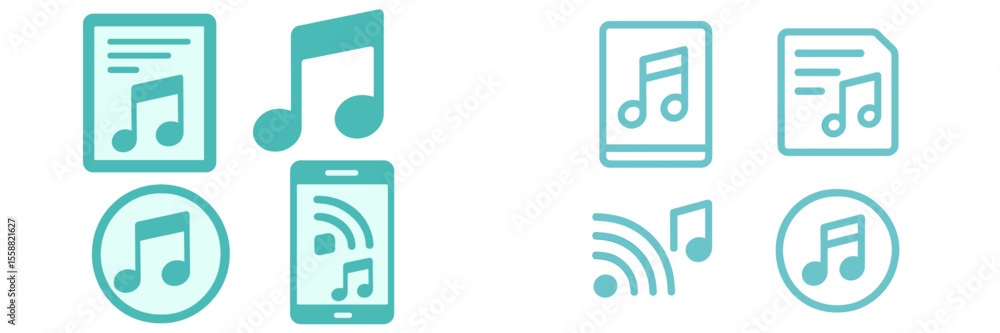 Aufkleber modern digital music icons representing various forms of media and accessibility options in music co