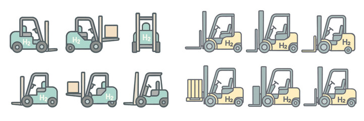 Forklifts designed for hydrogen fuel usage in an industrial setting during daylight hours