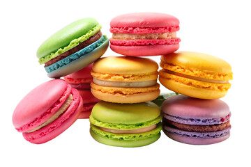 colorful macaroons isolated on white background  PNG , AI GENERATED