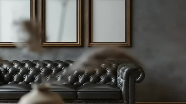 Luxury Leather Sofa with Dark Interior.