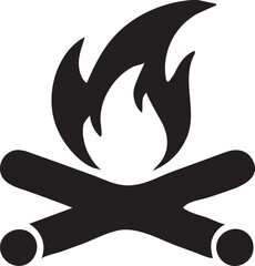 Monochrome Campfire Illustration Embodying Warmth and Adventure Representing Outdoor Activities Nature and Wilderness Symbolizing Gathering Tradition and Survival Skills for Exploration