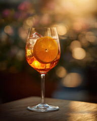 A Cold Aperitif Served in a Stylish Glass with a Citrus Twist