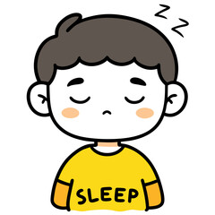 Obraz premium sticker of a young boy indicating he is sleep