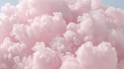 Fototapeta premium A dreamy expanse of soft, pink clouds fills the frame, creating a light and airy atmosphere.