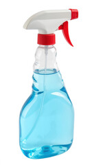 Cleaning spray bottle with blue liquid plastic material ergonomic design household cleaning spray nozzle transparent container modern style