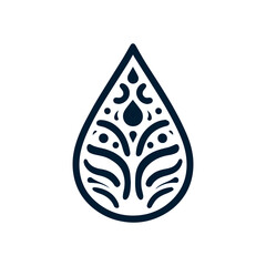 Tribal water droplet design in dark blue