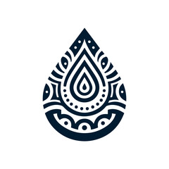Tribal water droplet design in dark blue