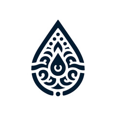 Tribal water droplet design in dark blue