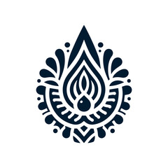 Tribal water droplet design in dark blue