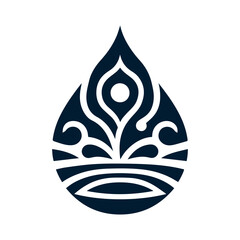Tribal water droplet design in dark blue