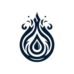 Tribal water droplet design in dark blue