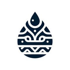 Tribal water droplet design in dark blue