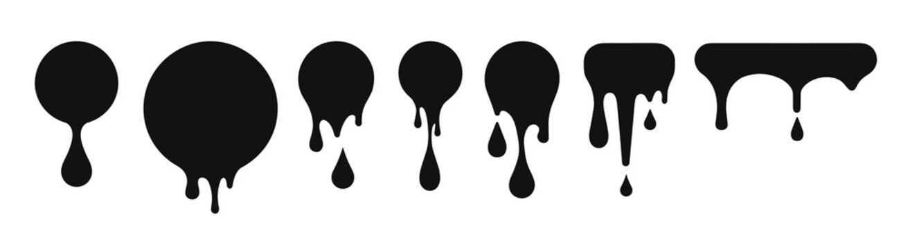 Drip paint circle melt chocolate. Splash vector drop sauce ink liquid round blob black splatter.