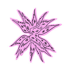 Bible cartoon pink accurate angel hand-drawn doodle psychedelic illustration with many eyes isolated clipart on white background. Perfect for tattoo or sticker or t shirt print and more. Be not afraid