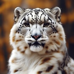 Fototapeta premium Majestic snow leopard portrait, striking gaze, detailed fur