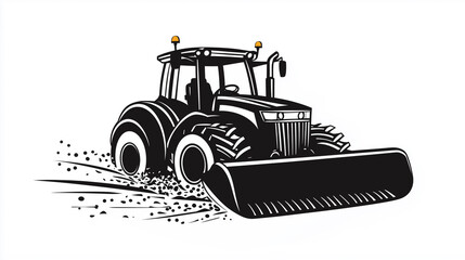 Naklejka premium An artistic depiction of a tractor pushing soil, emphasizing its role in excavation and earthmoving tasks