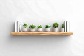Clean Home Decor Scene Featuring Potted Plants and Books on Shelf