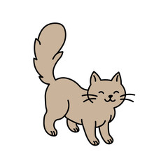 Cute vector cat doodle icon. Cartoon cat animal pet background line character design icon