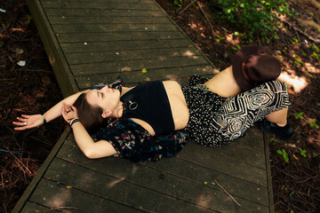 A girl's outfit styled after the indigenous peoples of the world. International Day of the World's...