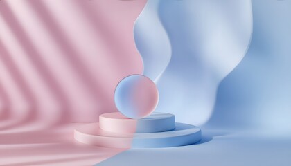 Soft pink and light blue hexagon background