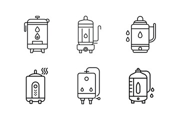 water heater icon line art vector illustration