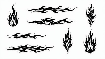 Black and White Flame Collection: Modern Fire Design Elements