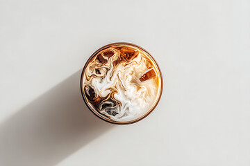 Stylish Glass of Cold Coffee with Cream Motion