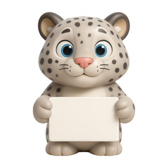 Naklejka premium PNG Cute cartoon leopard holding sign