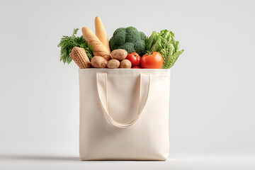 Eco-Friendly Shopping Bag Filled with Groceries