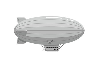 Fototapeta premium A grayscale cartoonstyle dirigible airship with a passenger gondola below