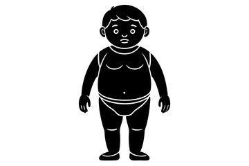 Silhouette Vector Art Illustration of Chubby Boy
