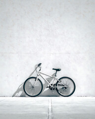 Minimalist Bicycle Against White Wall with Soft Shadows