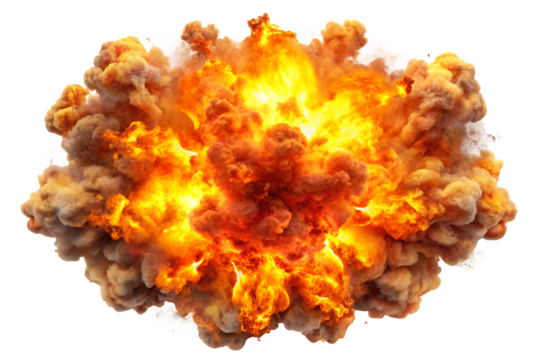 explosion of fire isolated on white background PNG, AI GENERATED