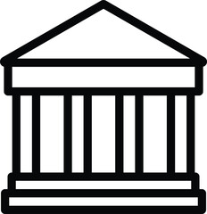 Classical Greek Temple Building Line Illustration