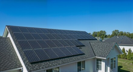 Fototapeta premium A roof of a house covered with solar penal in a sequance 